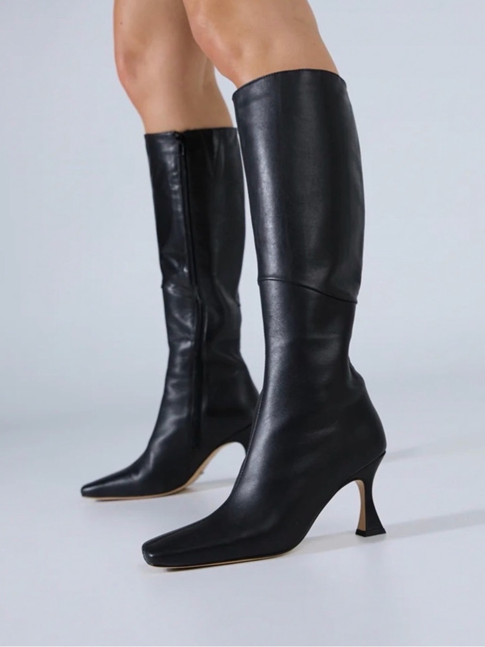 Black Women's Knee-High Leather Boots Sz 8